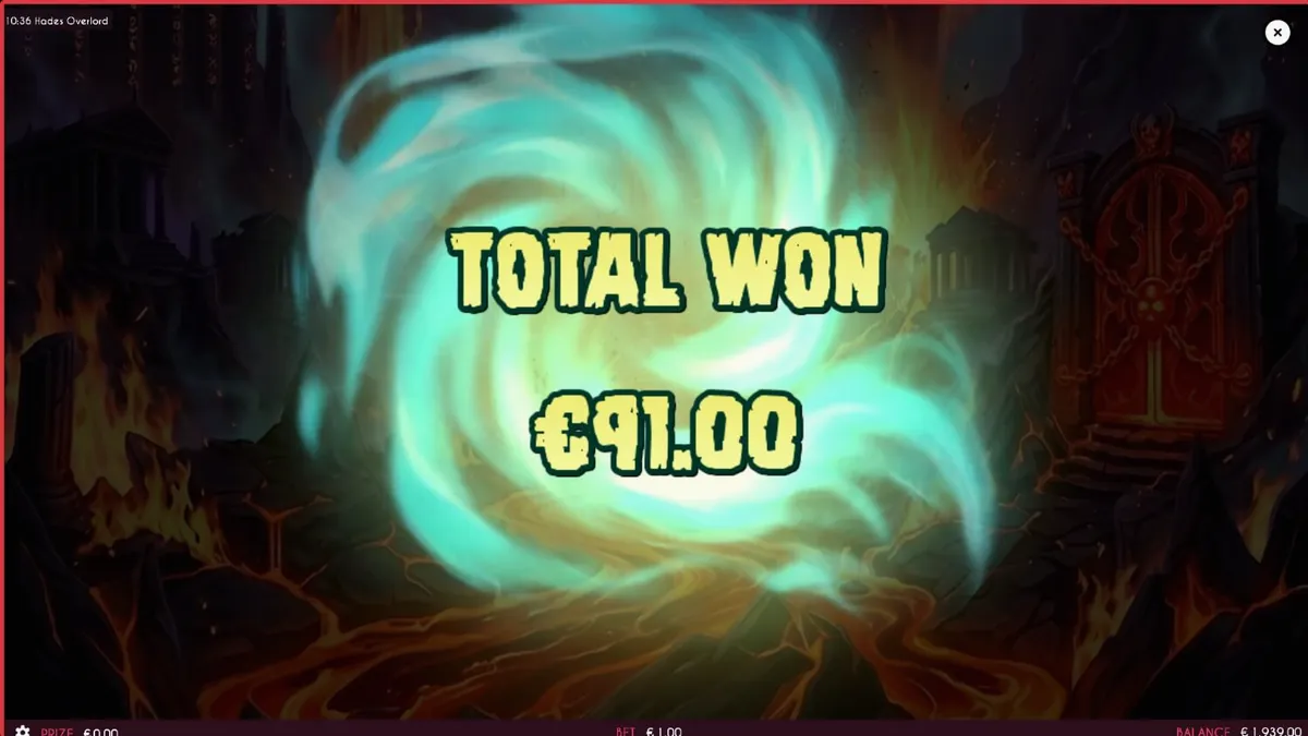 Tampilan layar utama slot Hades Overlord dengan tema mitologi Yunani yang gelap